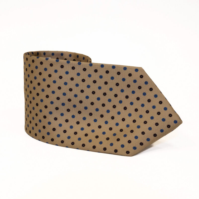 Cravatta Sartoriale 3 Pieghe beige a fantasia - immagine 2