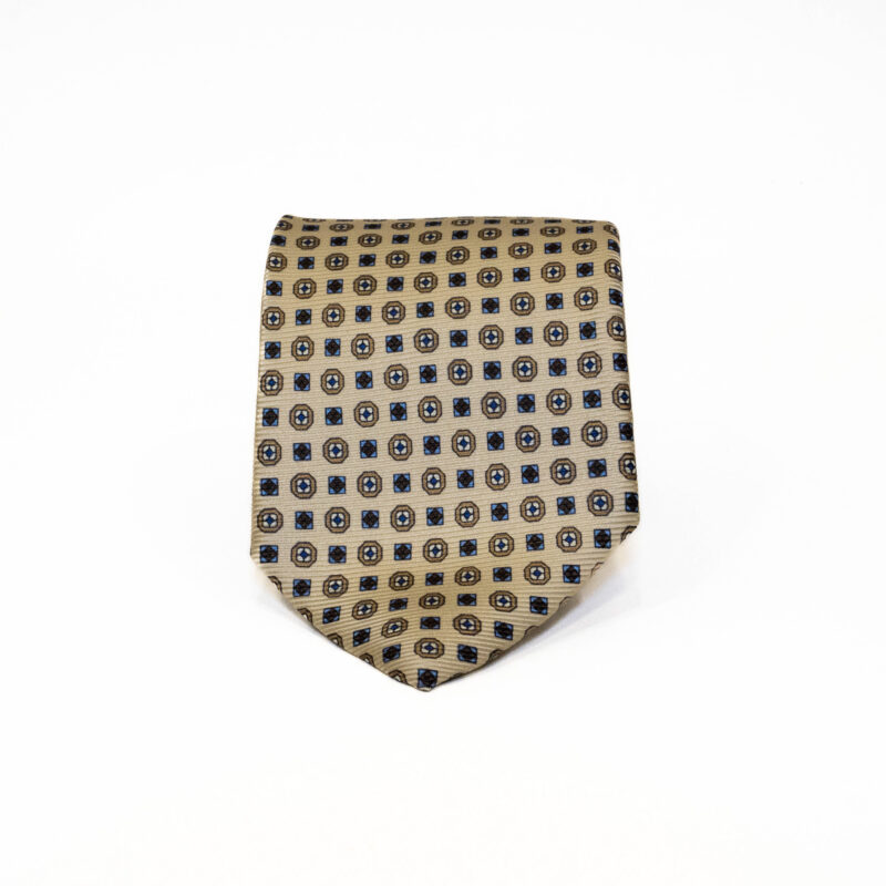 Cravatta Sartoriale 3 Pieghe beige a fantasia