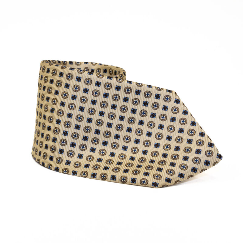 Cravatta Sartoriale 3 Pieghe beige a fantasia - immagine 2